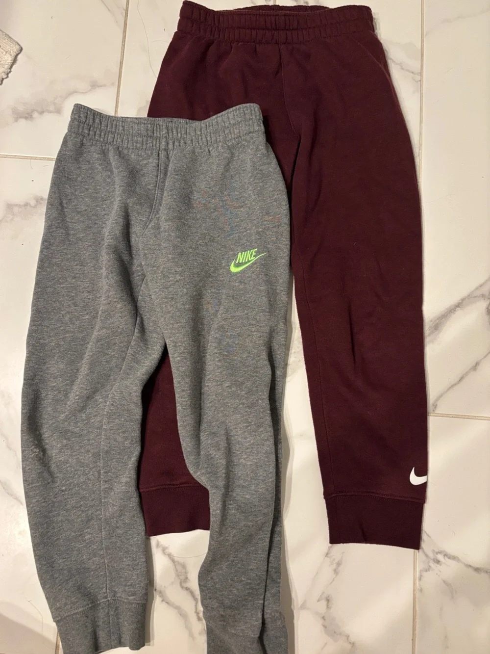 Nike Kids Gray Sweatpants & Maroon Joggers with Neon Logo